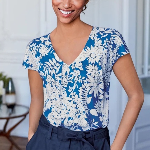 Boden V Neck Ravello Top Red Floral - Picture 8 of 8